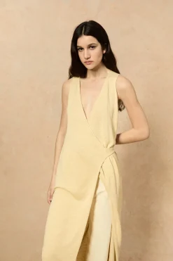 Canton, vanilla knit wrap dress