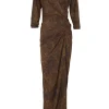 Carey, long animal print silk dress