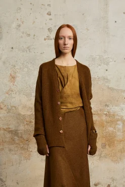 Circ, tobacco baby alpaca and silk cardigan
