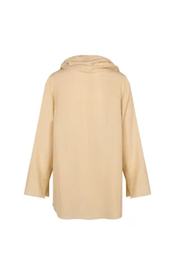 Clara, beige silk wrap blouse