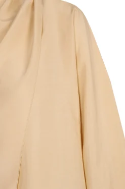 Clara, beige silk wrap blouse