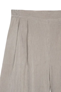 Cleo, green striped linen and silk pants