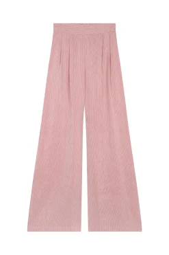 Cleo, red striped linen and silk pants