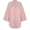 Cleo, red striped linen and silk shirt