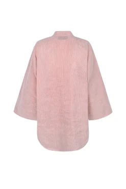Cleo, red striped linen and silk shirt