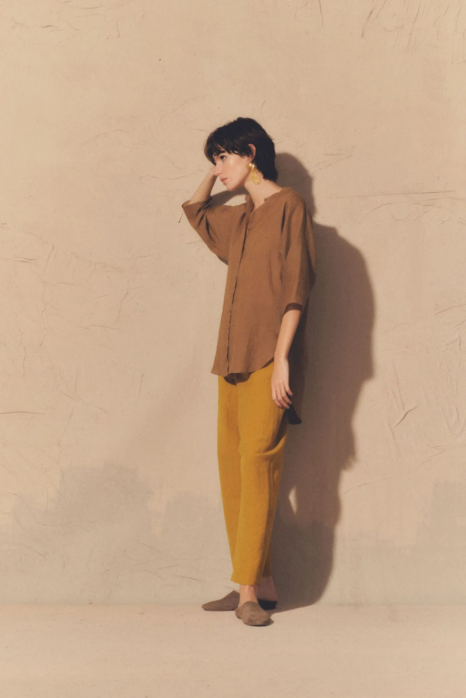 Dakota, turmeric linen and virgin wool pants