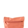 Delhi L, large coral leather clutch