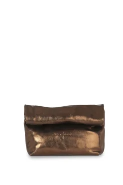 Delhi S, dark bronze leather clutch