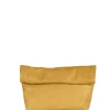 Delhi S, mustard leather clutch