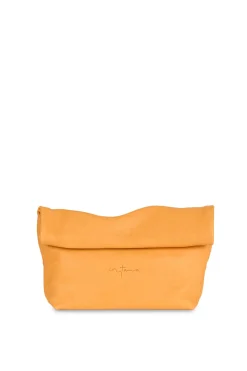 Delhi S, peach leather clutch