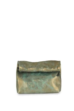 Delhi S, turquoise bronze leather clutch