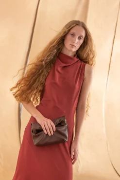 Delhi S, turquoise bronze leather clutch
