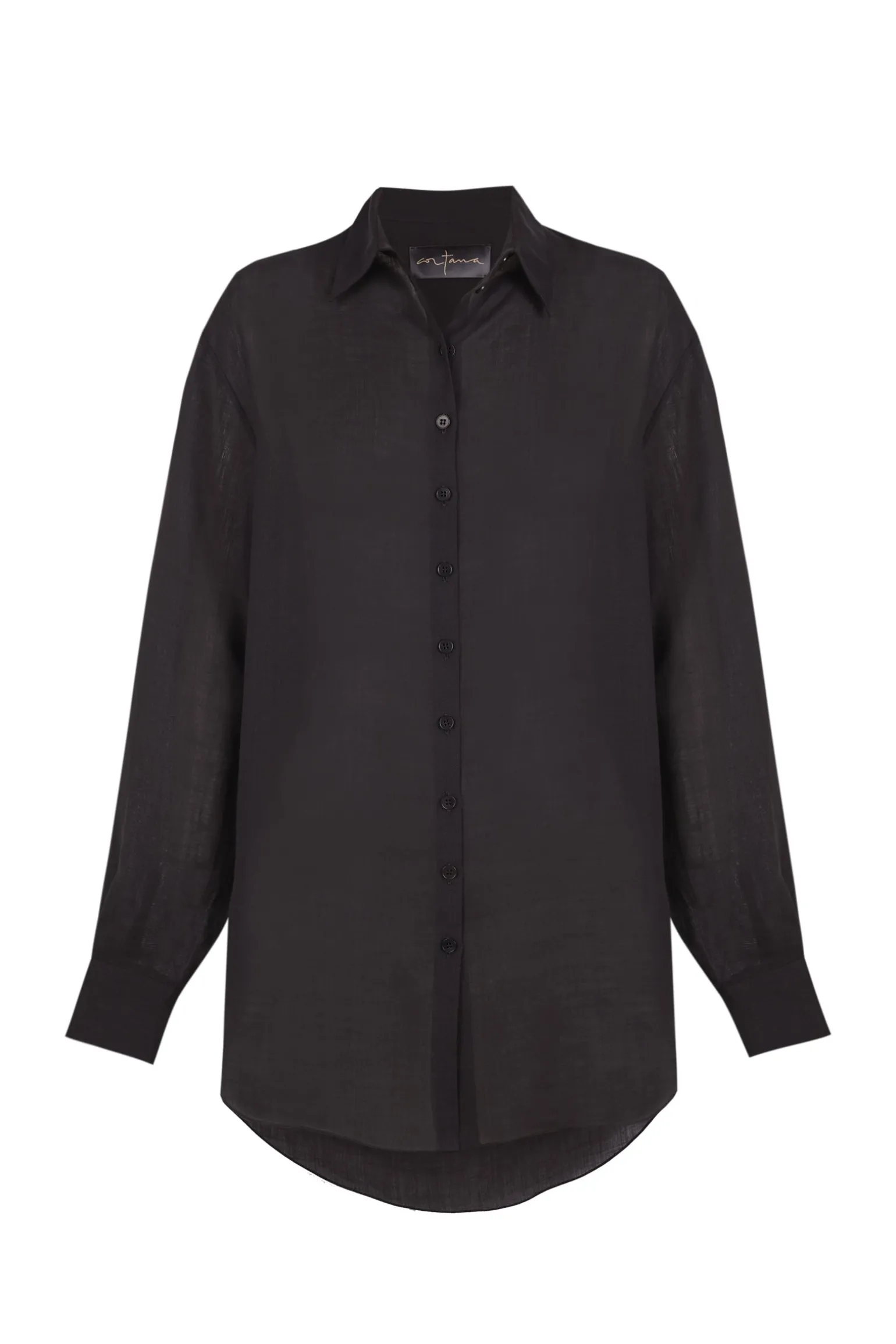 Dennis, black oversize shirt in ramie