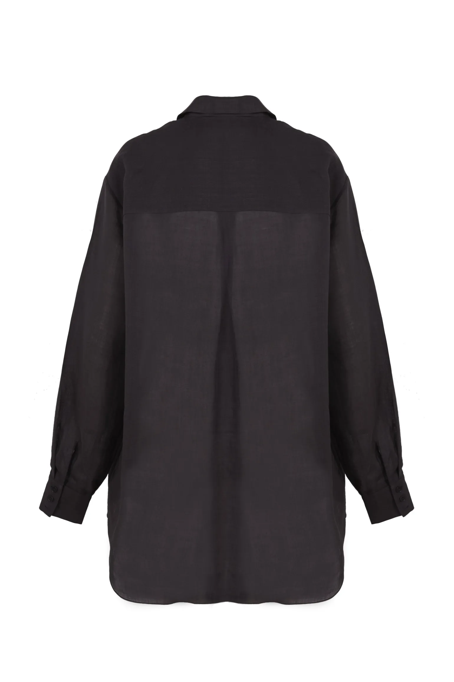 Dennis, black oversize shirt in ramie