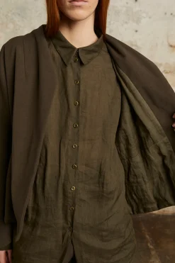 Dennis, chestnut oversize ramie shirt
