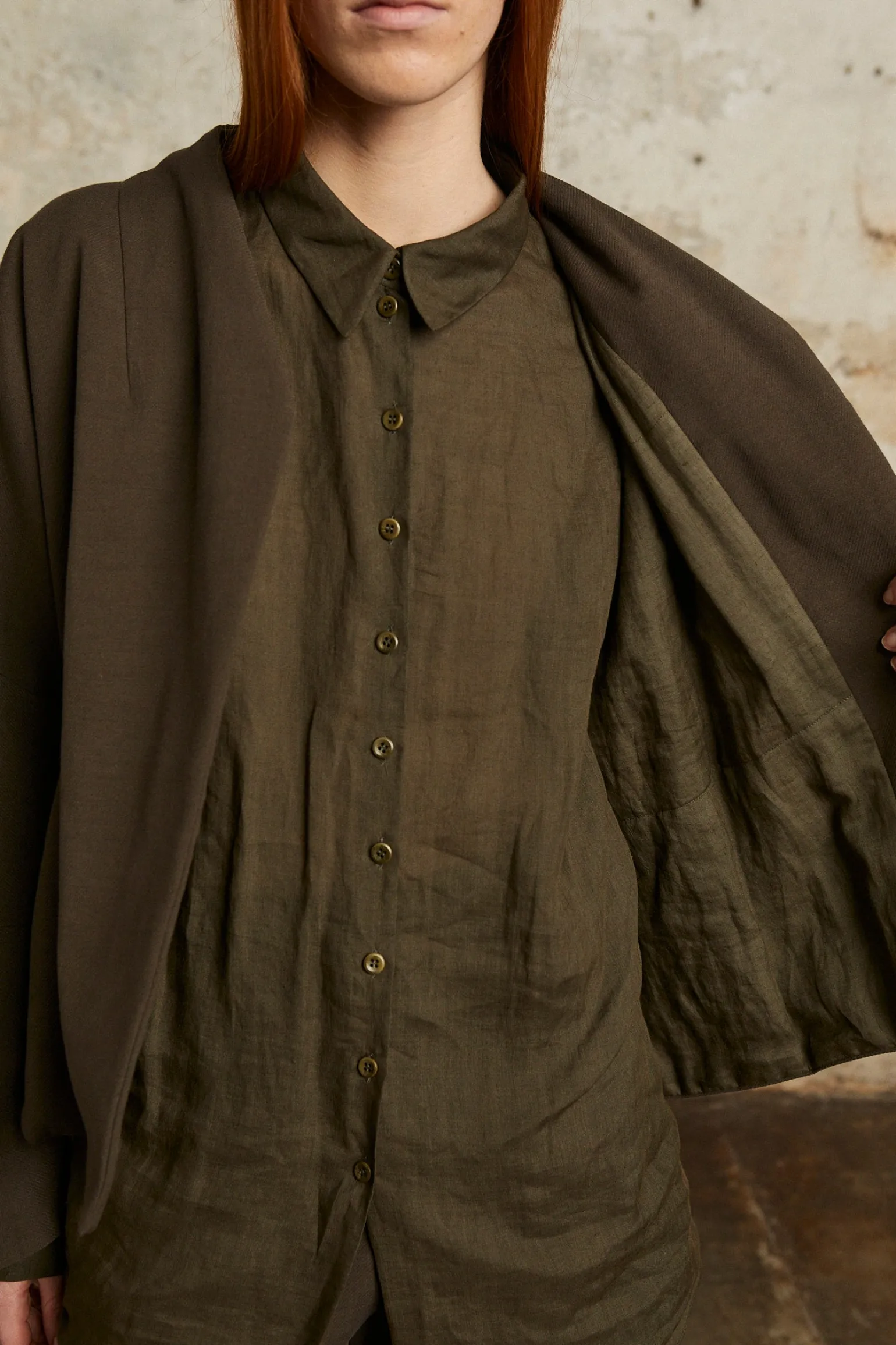 Dennis, chestnut oversize ramie shirt