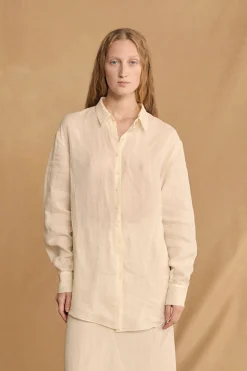 Dennis, ivory oversized ramie shirt
