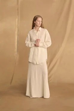 Dennis, ivory oversized ramie shirt