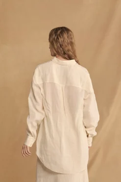 Dennis, ivory oversized ramie shirt