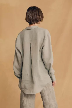 Dennis, sky blue oversized ramie shirt
