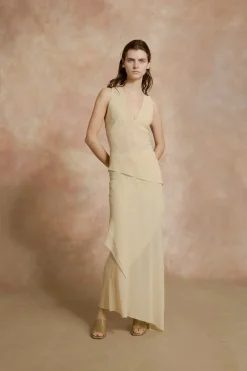 Dora, beige silk georgette top