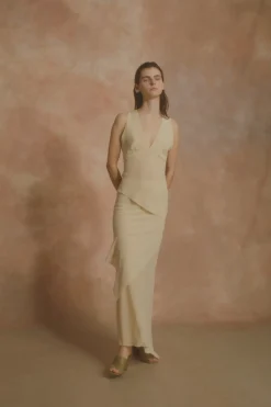 Dora, beige silk georgette top