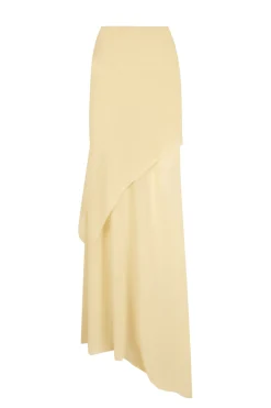 Dora, long skirt in beige silk georgette