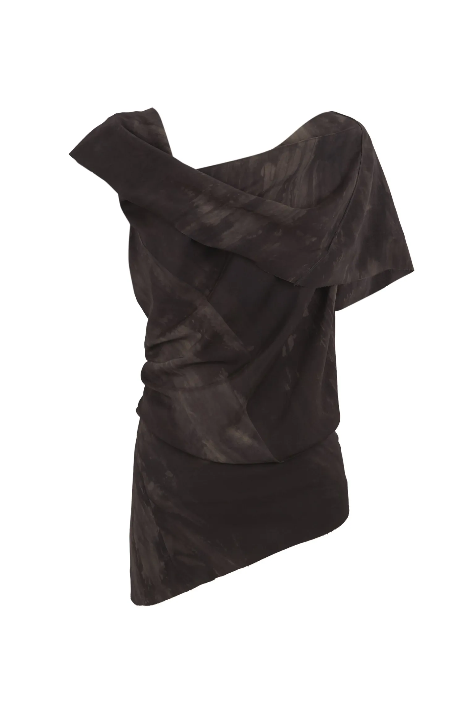 Dye, asymmetric stretch silk top