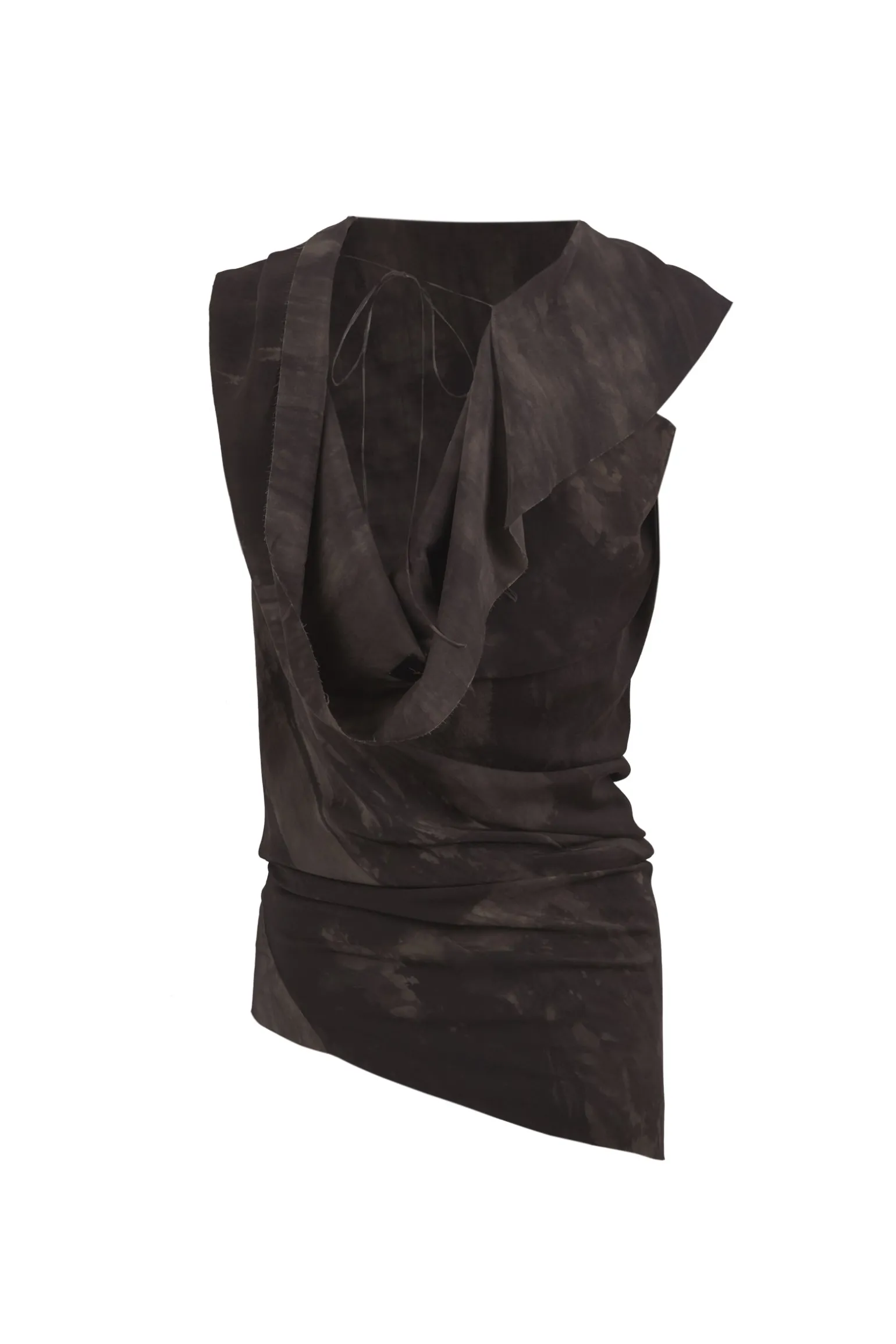 Dye, asymmetric stretch silk top