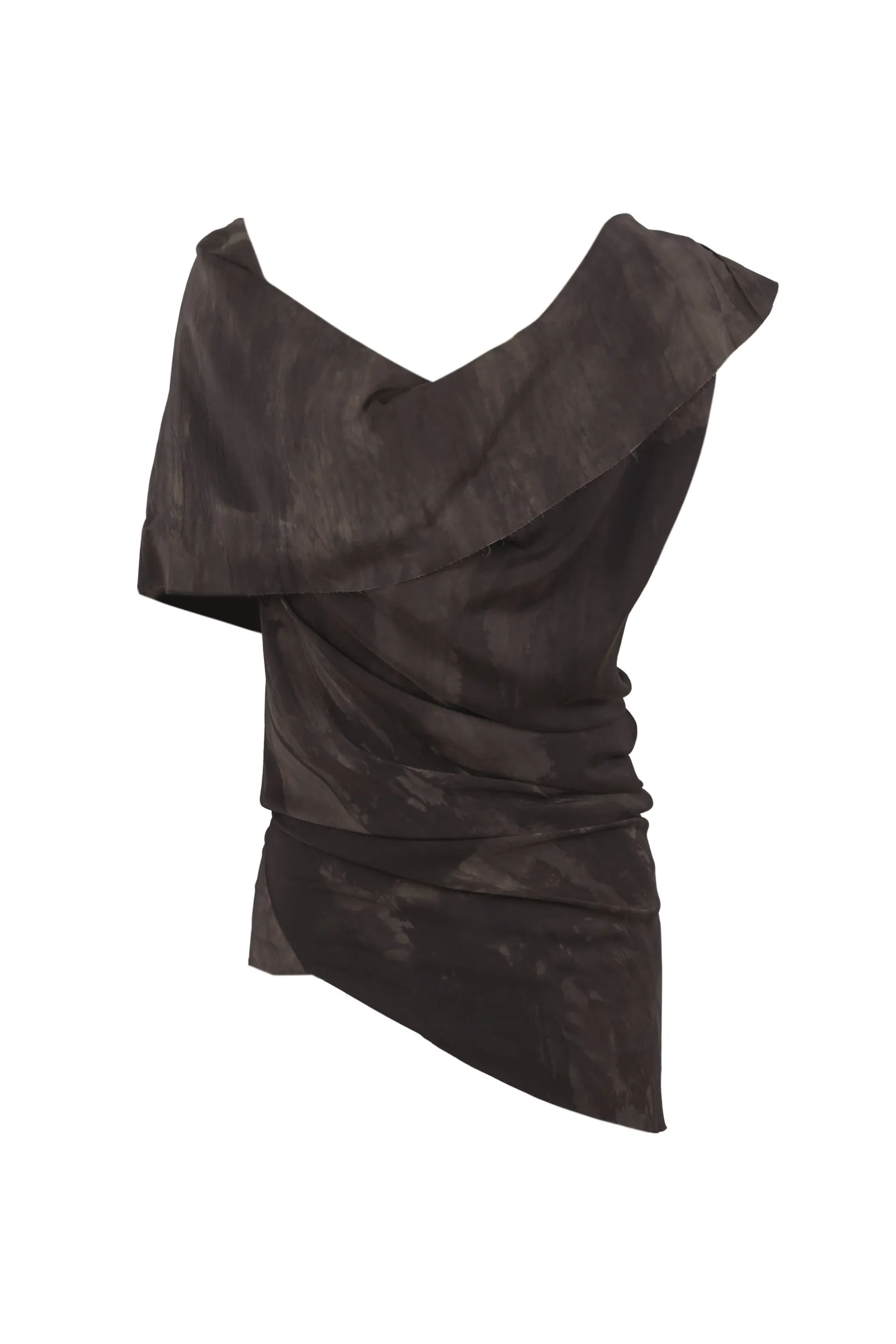 Dye, asymmetric stretch silk top