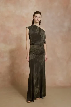 Dye, long stretch silk transformable dress