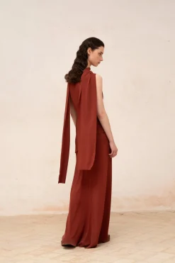 Edda, garnet stretch silk top