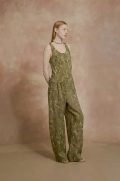Elise, pua print organic silk top