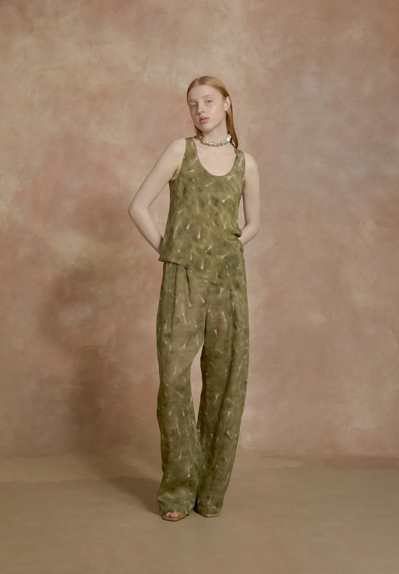Elise, pua print organic silk top