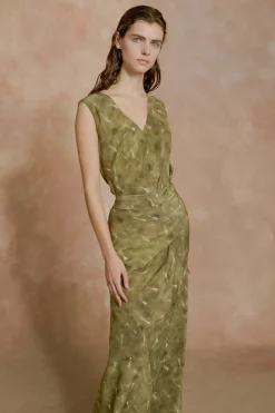 Elise, pua print organic silk dress