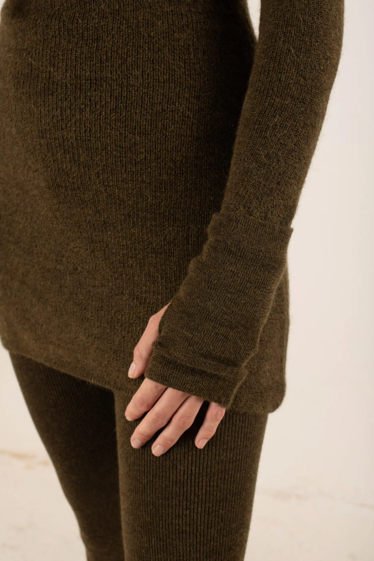 Elmer, khaki baby alpaca and merino wool armwarmers