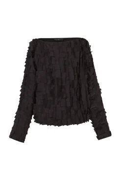 Epica, silk top with a feathered effect