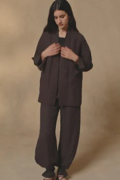 Fania, blueberry linen and viscose pants