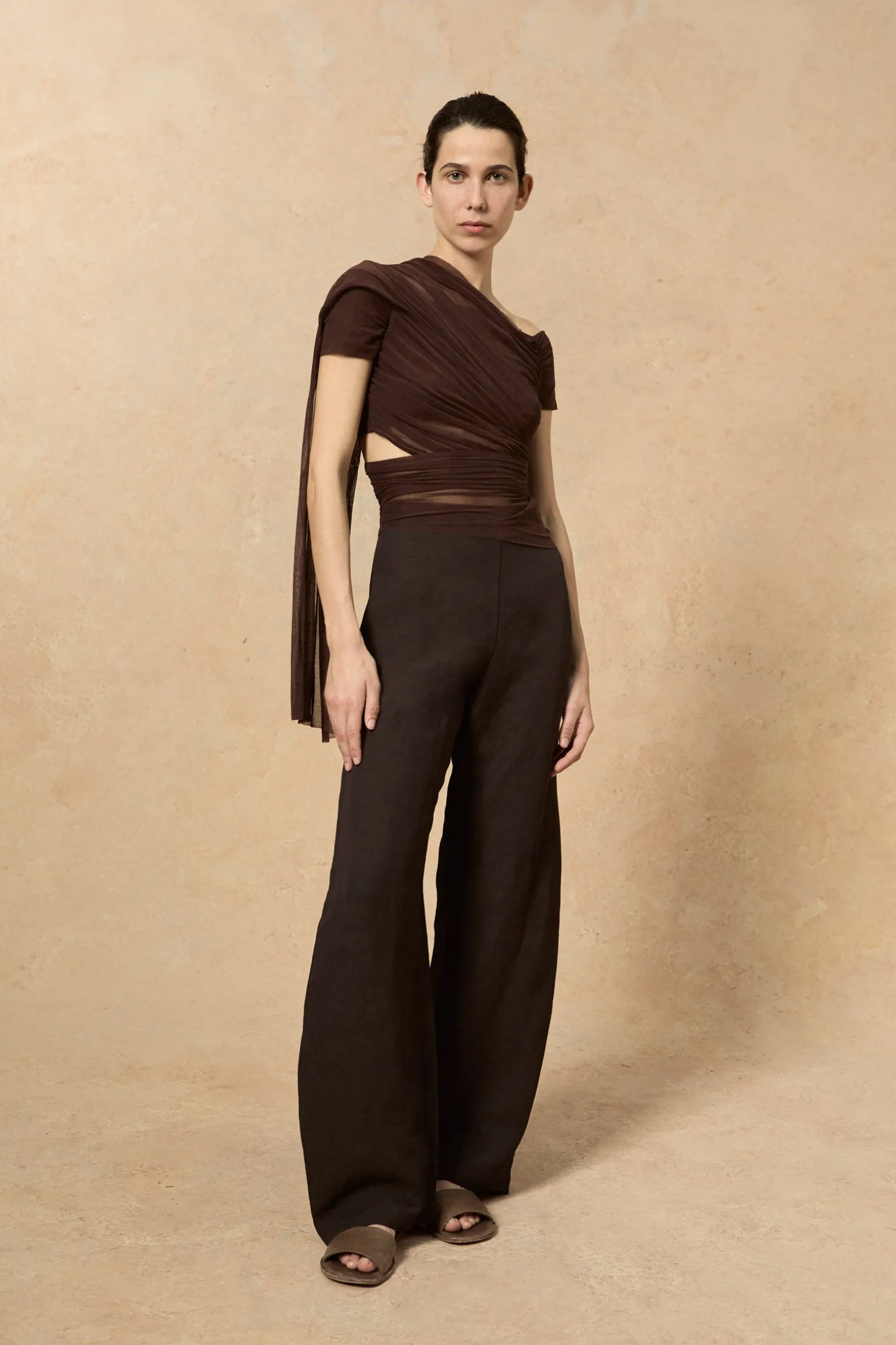 Fania, blueberry linen and viscose pants
