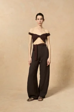Fania, blueberry linen and viscose pants