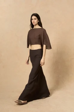 Fania, blueberry linen skirt