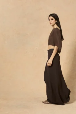 Fania, blueberry linen skirt