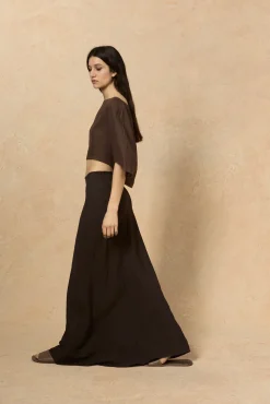 Fania, blueberry linen skirt