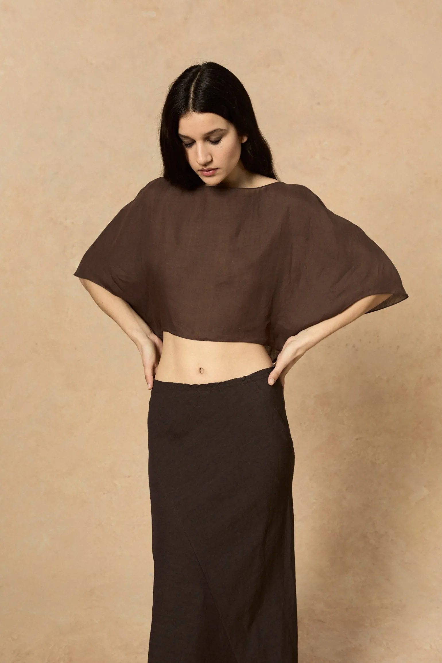 Fania, blueberry linen skirt