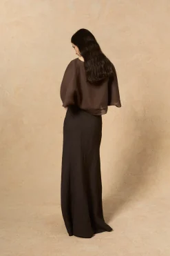 Fania, blueberry linen skirt