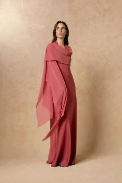 Farah, convertible dress in pink silk