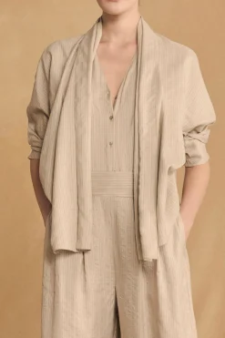 Frances, cinnamon striped silk top