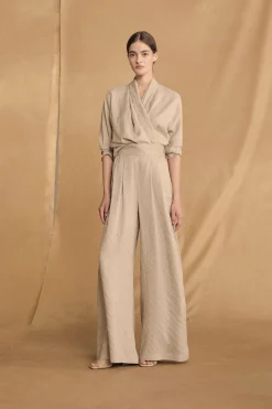 Frances, cinnamon striped silk top