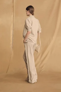 Francisca, cinnamon striped silk pants
