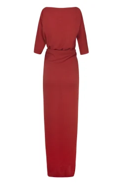 Genara, carmine red silk dress